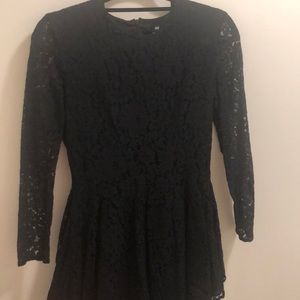 Black little lace dress with high and low skirt